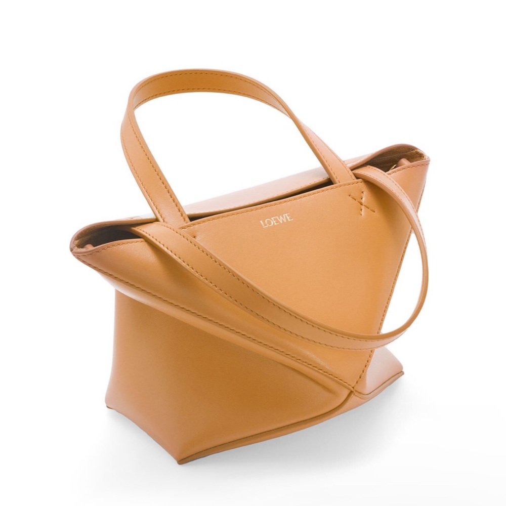 Loewe mini puzzle fold tote in shinny calfskin